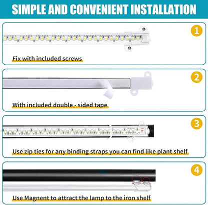 LED Grow Light Strips for Indoor Plants Full Spectrum 3500K, 192 LEDs Plant Light Bar with 3/9/12H Timer, 10 Dimmable Levels for Seedling Succulent, 13 Inches, 4 Head