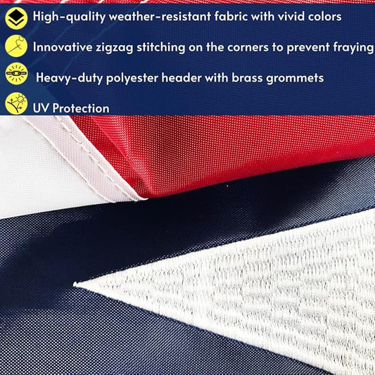 Texas Flag 3x5 ft with Embroidered Star | Tough Long Lasting Nylon | Built for Outdoor Use | UV Resistant | ZigZag Stitching on Fly End for Extra Durability