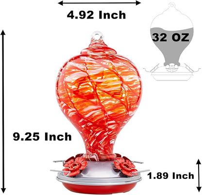 Muse Garden Hummingbird Feeders Blown Glass Hummingbird Feeder, Garden Backyard Decor, 32OZ, Lollipop