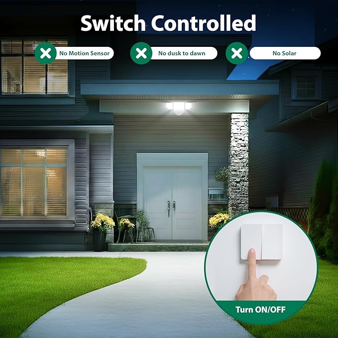 65W LED Flood Light Outdoor, 6500 Lumen Super Bright Security Lights, 3 Adjustable Heads, IP65 Waterproof, 6500K Daylight Wall Mount Outdoor Flood Light for Yard, Garage