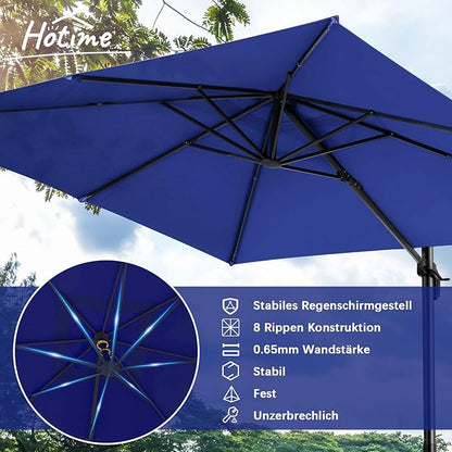 Hotime 10ft Patio Umbrella Outdoor Patio Windproof and Height adjustable, Heavy Duty Aluminum Square Offset Patio Umbrella Cantilever Pool Umbrella with 360°Rotation for Garden Deck, Dark Blue2