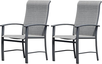 Outdoor Dining Chairs Set of 2, Stackable Patio Chairs with Metal Frame & Textilene Fabric,Perfect for Patio Garden Deck, Grey