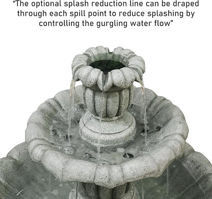 39.3” H Outdoor Floor Water Fountain, 3-Tiers Concrete Water Fountain with Submersible Electric Pump - Garden Cascading Waterfall for Yard Patio Lawn Home Decor