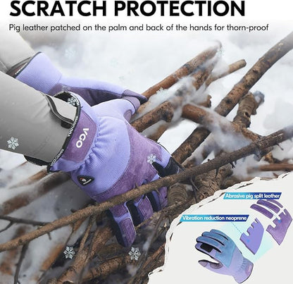 Vgo... Winter Gardening Gloves Women,Safety Work Gloves, Puncture-proof,Thornproof,Touchscreen(1 Pair,M,Purple,SL7471FLWP)