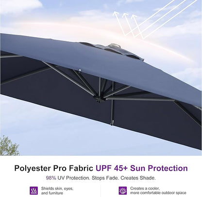 PURPLE LEAF 9 Feet Patio Umbrella Outdoor Cantilever Square Umbrella Aluminum Offset Umbrella with 360-degree Rotation for Garden Deck Pool Patio, Navy Blue