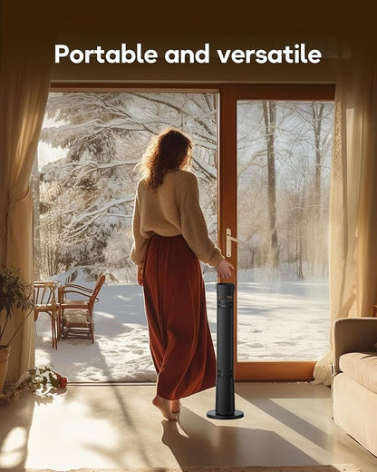 Patio Heater for Outdoor Use, 32.1" Electric Space Heater Indoor, Portable Infrared Heater with 60-Degree Oscillation, Timer, Remote, for Patio, Gazebo, Black