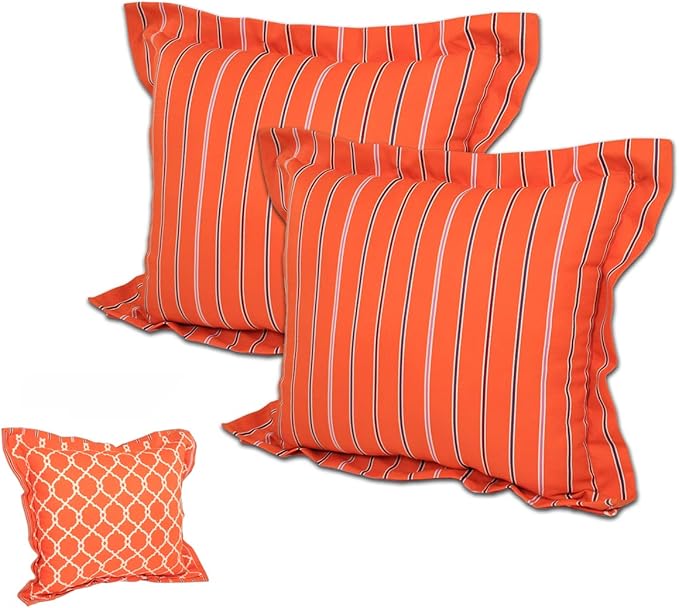 Comfort Classics Set of 2 Outdoor Patio Reversible Pillow Back with Double Flange 20" L x 23" W x 5" H. Polyester Fabric Trellis Inc.
