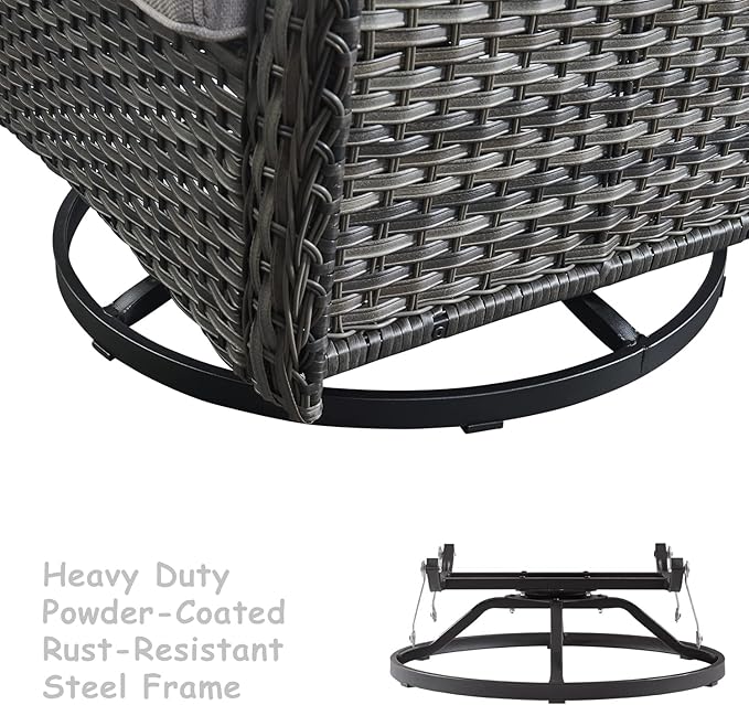 HUMMUH 5 Pieces Outdoor Furniture Patio Furniture Set Wicker Outdoor Sectional Sofa with Swivel Rocking Chairs,Patio Ottomans