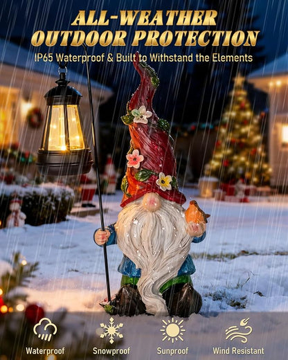 Garden Gnomes Outdoor Statue with Solar Lights,Solar Gnomes Decorations for Yard Outdoor gnome Decorations for Garden, Patio Gnome Gifts for Mom