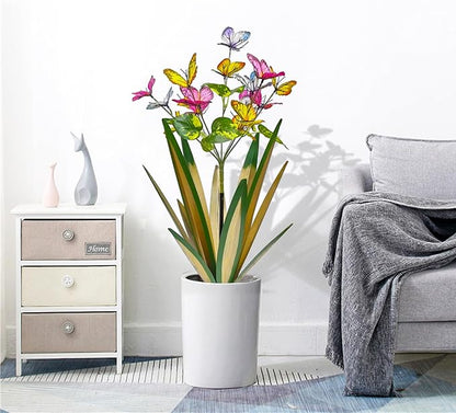 TOMBABY Garden Outdoor Butterfly Enlarge Thickened Wind Resistant Metal Agave Garden Art Metal Plant Country Sculpture Statue Decorations Ornaments Artificial Waterproof lieslight Green 3pcs