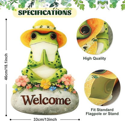 Frog Yoga Garden Flags 12x18 Inch Double Sided, Spring Summer Welcome Banner Small Yard Flags for Outside, Farmhouse Front Porch Home Outdoor Seasonal Decor Holiday All Seasons Decoration