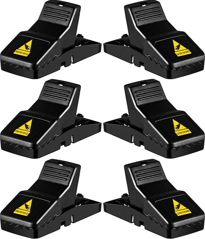 Feeke Rat Trap, Large Mouse Traps, Mouse Traps Indoor for Home, Instant Kill Traps for Mouse Rat Chipmunk, Quick Set Up and Reusable - 6 Pack, Black