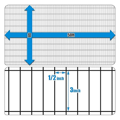 Fencer Wire 16 Gauge Black Vinyl Coated Welded Wire Mesh Size 0.5 inch by 3 inch (4 ft. x 50 ft.)