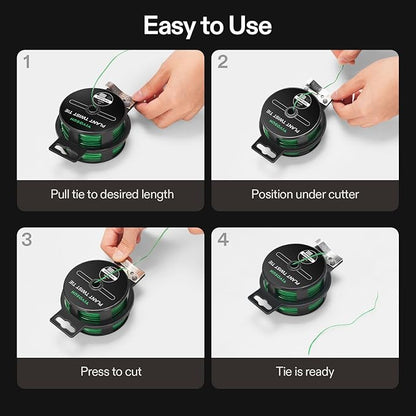 VIVOSUN Twist Ties, 164 ft (50m) PE-Coated Green Plant Ties with Cutter, Reusable & Flexible Tomate Ties for Plant Support, Indoor Outdoor Gardening, Cable Management, Home Office Organization