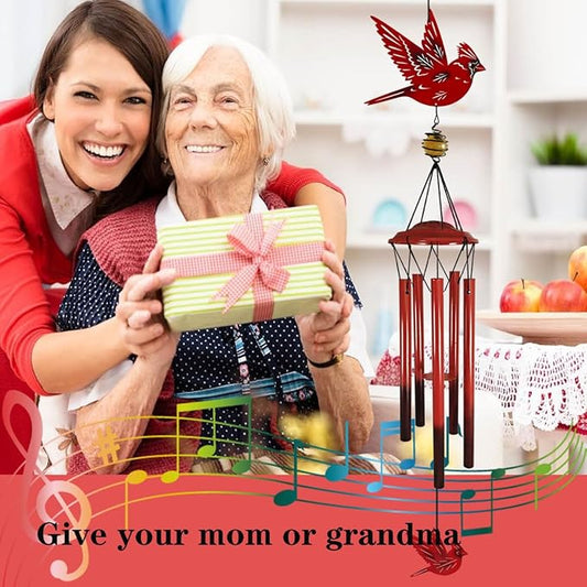 Cardinal Wind Chimes Outdoor Gift Metal Red Bird Wind Chimes for Outside/Indoors, Home, Lawn, Porch, Patio, Garden Decor, Yard Decoration (Fly red Bird)