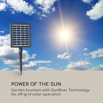 BLUMFELDT Messina Solar Powered Water Fountain for Garden, Indoor and Outdoor Fountains, Waterfall for Outside, Solar Panel: 9V/2.8W, 7 x 5.5 Inches