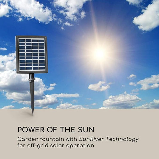 BLUMFELDT Messina Solar Powered Water Fountain for Garden, Indoor and Outdoor Fountains, Waterfall for Outside, Solar Panel: 9V/2.8W, 7 x 5.5 Inches