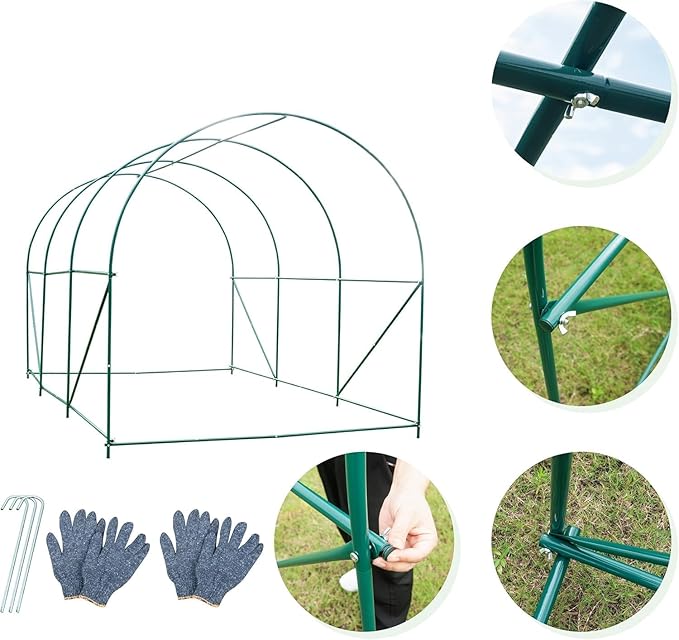 Walk-in Greenhouse, 12x7x7 FT Heavy Duty Tunnel Green House for Outdoors, Portable Green Houses for Outside, Winter Hot House with Metal Frame & Roll-up Zipper Door Screen Windows