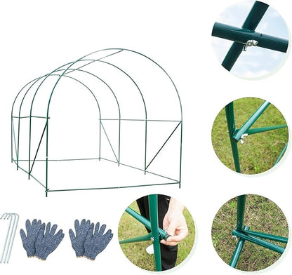 Walk-in Greenhouse, 12x7x7 FT Heavy Duty Tunnel Green House for Outdoors, Portable Green Houses for Outside, Winter Hot House with Metal Frame & Roll-up Zipper Door Screen Windows