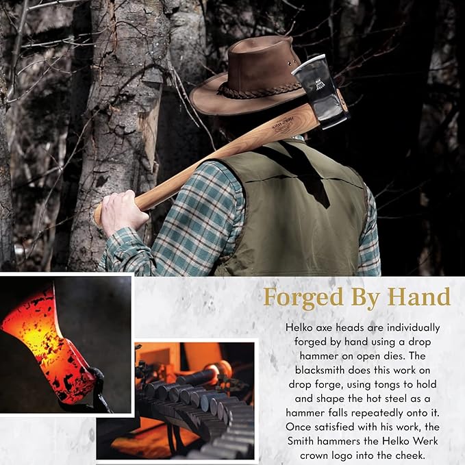 1844 Helko Werk Germany Classic Scout Axe - Made in Germany Felling Axe, Cutting Axe, Camping Axe, for felling trees, cutting wood, splitting camp firewood - Head 2.5 lbs, Handle 28 in. (Scout) #10492