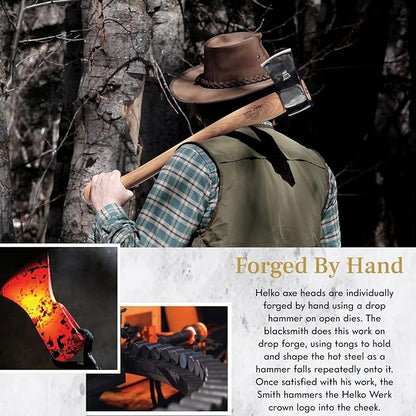 1844 Helko Werk Germany Classic Scout Axe - Made in Germany Felling Axe, Cutting Axe, Camping Axe, for felling trees, cutting wood, splitting camp firewood - Head 2.5 lbs, Handle 28 in. (Scout) #10492