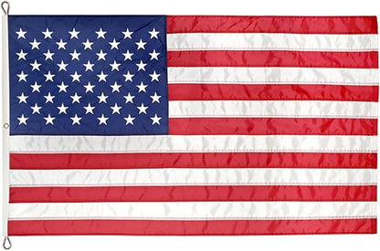Super Tough 8ft x 12ft Nylon American Flag | Embroidered Stars and Sewn Stripes | Brass Grommets | Heavy-Duty Outdoor Flag | Fade Resistant American Flag Made in USA | All Weather Nylon
