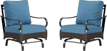 Rocking Patio Sofa Chairs - 2 PCS Outdoor Rocking Armchairs, Patio Seating with High Back Deep Seat for Porch Deck Balcony
