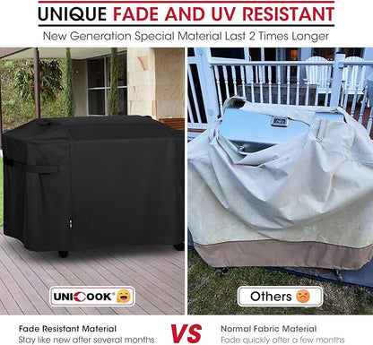 Unicook Griddle Cover Compatible with Weber 36" Rust-Resistant Griddle, Compared to Weber 3400030, Heavy Duty Waterproof 4 Burner Flat Top Grill Cover with Hood, 64 Inch Outdoor BBQ Protector, Black