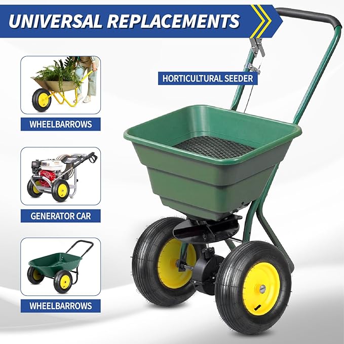 (2 Pack)4.80/4.00-8 Wheelbarrow Tire and Wheel, 16" Rubber Pneumatic Wheel, 3" -6" Centered Hub, 5/8" & 3/4" Bearings, for Hand Truck, Trolley, Garden Cart, Wagons【Explorer Series】