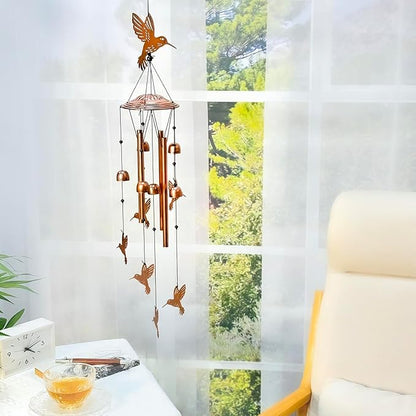 Hummingbird Wind Chimes Outdoor Hummingbird Gifts for Women/Men/Mom/Grandma Birthday Gifts Memorial Gift Metal Bird WindChimes for Outside/Indoors, Home, Porch, Patio, Garden Decor, Yard Decorations