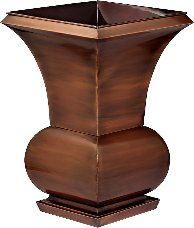 H Potter Tall Planter with Tray Large Outdoor Planters Decorative Copper Flower Pots Indoor Garden Urn Plants Herbs Porch Patio Hallway Entryway Home