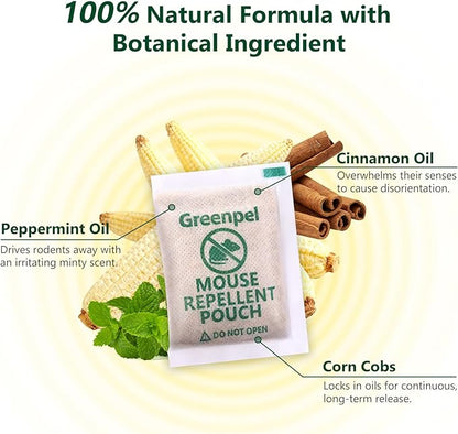 Rodent and Mice Repellent Indoor, Upgrade 12-Pack Mouse Peppermint Oil Pouches for Squirrel, Rat Repellent for Outside, Mouse Control for Indoor/Outdoor, Pet Safe Rodent Deterrents for Home