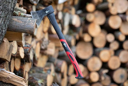 INTERTOOL 24-Inch Chopping Axe | Medium Size Felling Ax for Wood Splitting & Camping | Shock Absorbing Fiberglass Handle with Sheath | HT-0263