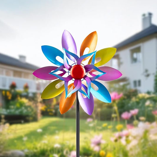Wind Spinners Outdoor Garden Decor, 13 Inches Metal Windmill Yard Decorations Outdoor, Wind Pinwheels Gardening Gifts for Women Mom Backyard, Patio, Lawn Decor