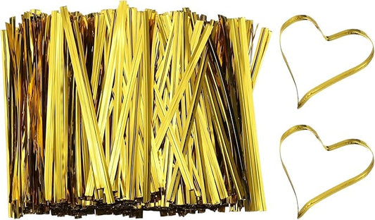 PATIKIL Bag Twist Ties 4 Inch, 800 Pcs Metallic Bread Ties for Treat Plastic Bags Gift Wrapping Candy Coffee Bag Plant Party Cake Favor, Gold