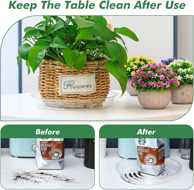 20 Pack 12 Inches Clear Plastic Plant Saucer Drip Trays Large Plant Plate Dish for Indoor Flower Pots and Planters, Bulk