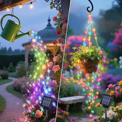 ANGMLN Solar Fairy String Lights Outside, 10 Strand 200 LEDs 8 Modes Watering Can Light for Outdoor（No Can）, Firefly Bunch Lights Waterproof Solar Powered Waterfall Lights for Garden Decor