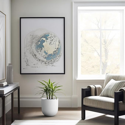 Kante 11.0" Round Concrete Planter, Large Cylinder Plant Pot with Curved Bottom and Drainage Hole, for Indoor and Outdoor Use – Garden or Patio, White Finish with Aqua Blue Interior