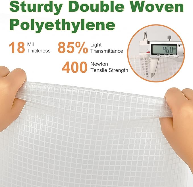 18 Mil Greenhouse Cover, 20x26 FT Clear Heavy Duty Greenhouse Tarp, UV Resistant Waterproof Green House Plastic Covering with Grommets for Garden, Farms, Nursery