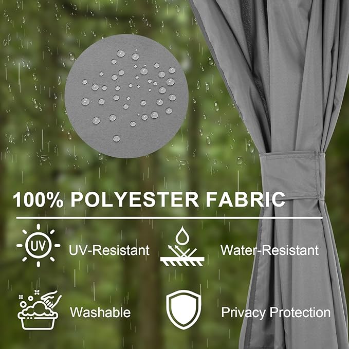 BPS 12' x 16' Gazebo Curtain Privacy 4-Panel Sidewall Outdoor Replacement Shade (Only Curtain)