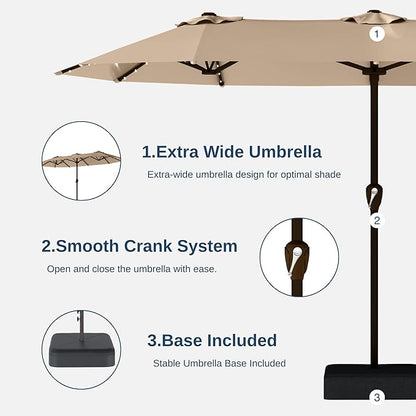 13FT Double Sided Patio Umbrella with LED Lighted
