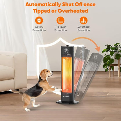 Outdoor Electric Patio Heater, Haimmy 27- inch Outdoor Electric Patio Heater, 1200W Instant Heating, 2 Heat Levels, Tip-Over & Overheat Protection, IPX5 Waterproof Tower Space Heater