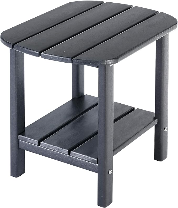 LZRS Double Adirondack Side Table, Outdoor Side Tables, End Tables for Patio, Backyard,Pool, Indoor Companion, Easy Maintenance & Weather Resistant(Grey)