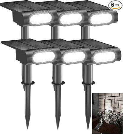 EZVALO Solar Spot Lights Outdoor Waterproof IP67, 3 Lighting Modes Landscape Spotlights, Efficient King-Size LEDs, Solar Powered for Garden Yard Pathway (6Pack, Cool White)