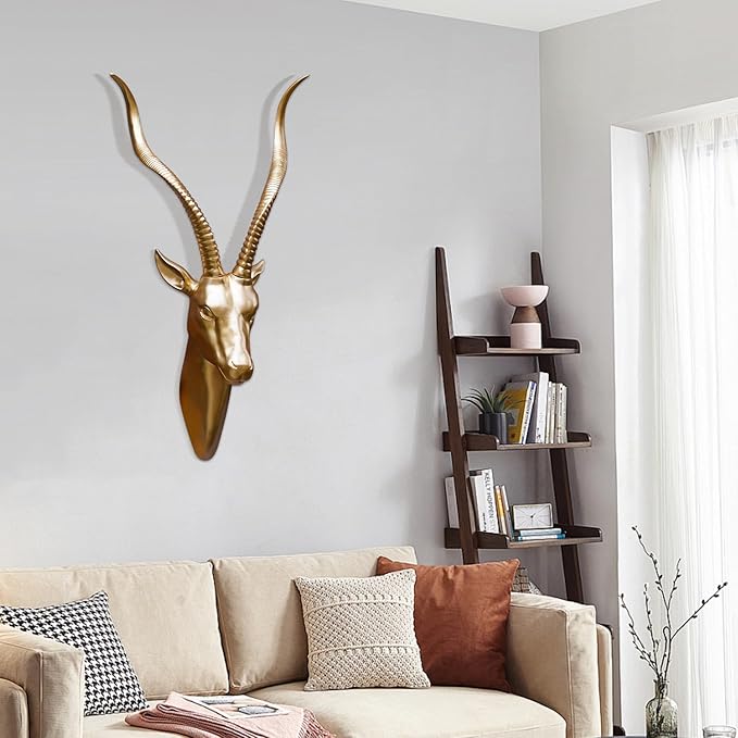 Fashionoda Large Antelope Wall Sculpture Statue - Wall Mounted Animal Heads - Rustic Dining Room Decor & More, Antelope Decorations for Home - 20.5 inch