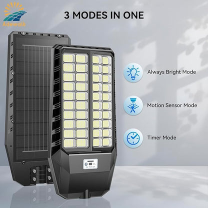 9000W Pro Large Solar Street Lights Outdoor with Thickened Shell, Commercial Grade Street Light Dusk to Dawn, Motion Sensor Solar Security Flood Light Waterproof for Yard, Driveway, Parking - 1 Pack