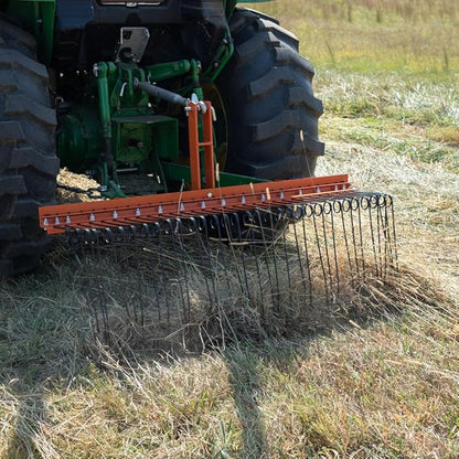 Titan Attachments 3 Point 5 FT Pine Straw Needle Rake, Category 1 Tractors, Coil Spring Tines, Drag-Behind Landscape Rake