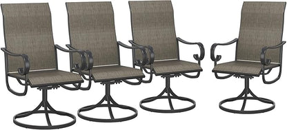 VICLLAX Swivel Patio Chairs Set of 4, 360-degree All-Weather Outdoor Swivel Chairs for Lawn Garden, Patio Dining Chairs, Black Metal Frame and Textilene Mesh Fabric