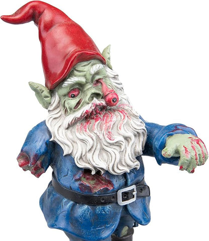 Zombie Gnome Evil Scary Walking Dead Gnome Gnombia Garden Statue, Halloween Decoration - 10 inches