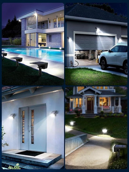 Solar Spot Lights Outdoor, Ultra Bright Solar Garden Lights Cool White, IP68 Waterproof Landscape Spotlights, 800LM 6500K for Yard Garden Wall Driveway, 4 Pack